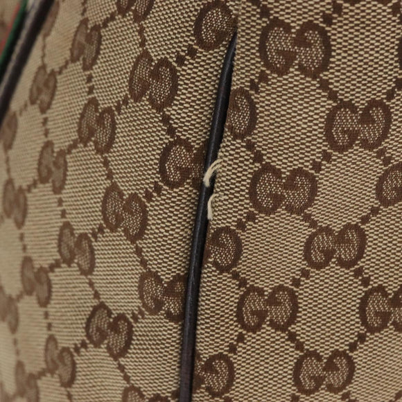 GUCCI GG Canvas Web Sherry Line Tote Bag Beige Gold 163805 Auth ka1081