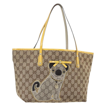 GUCCI GG Canvas Tote Bag Beige Gold 212374 Auth ka1088