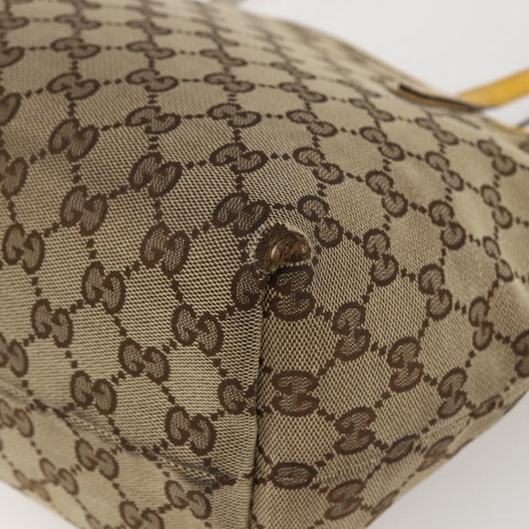 GUCCI GG Canvas Tote Bag Beige Gold 212374 Auth ka1088