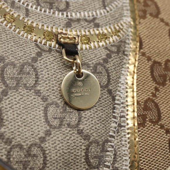 GUCCI GG Canvas Tote Bag Beige Gold 212374 Auth ka1088