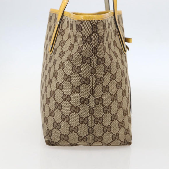 GUCCI GG Canvas Tote Bag Beige Gold 212374 Auth ka1088
