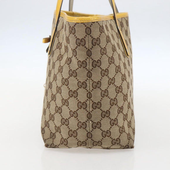 GUCCI GG Canvas Tote Bag Beige Gold 212374 Auth ka1088