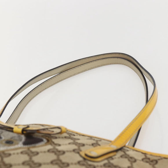 GUCCI GG Canvas Tote Bag Beige Gold 212374 Auth ka1088