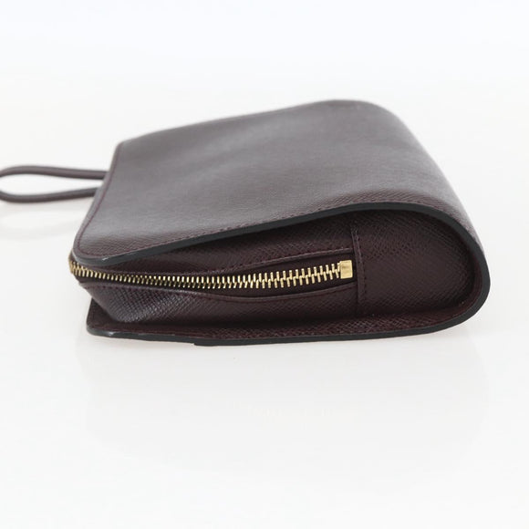 LOUIS VUITTON Taiga Baikal Clutch Bag Acajou M30186 LV Auth ka1091