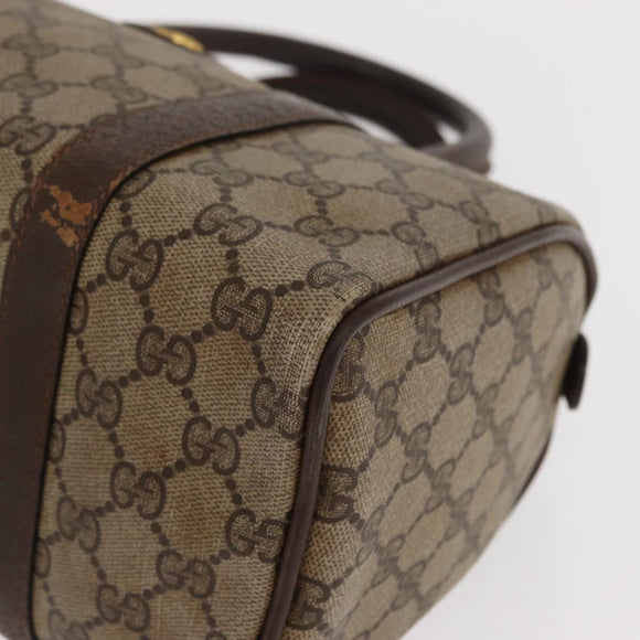 GUCCI GG Supreme Web Sherry Line Hand Bag PVC Beige Gold 40 02 006 Auth ka1094