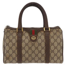 GUCCI GG Supreme Web Sherry Line Hand Bag PVC Beige Gold 40 02 006 Auth ka1094-2
