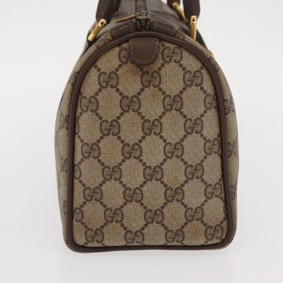 GUCCI GG Supreme Web Sherry Line Hand Bag PVC Beige Gold 40 02 006 Auth ka1094