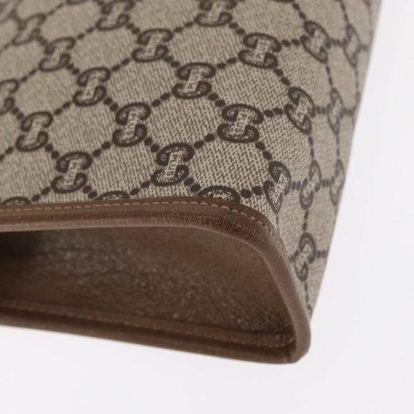 GUCCI GG Plus Supreme Clutch Bag PVC Beige Gold Auth ka1098