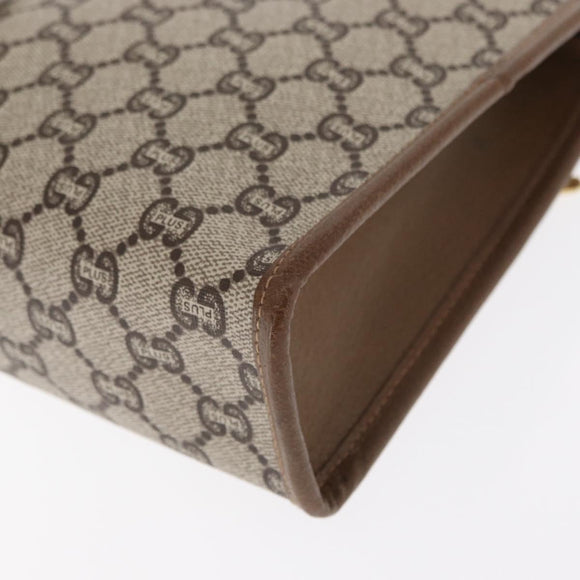 GUCCI GG Plus Supreme Clutch Bag PVC Beige Gold Auth ka1098