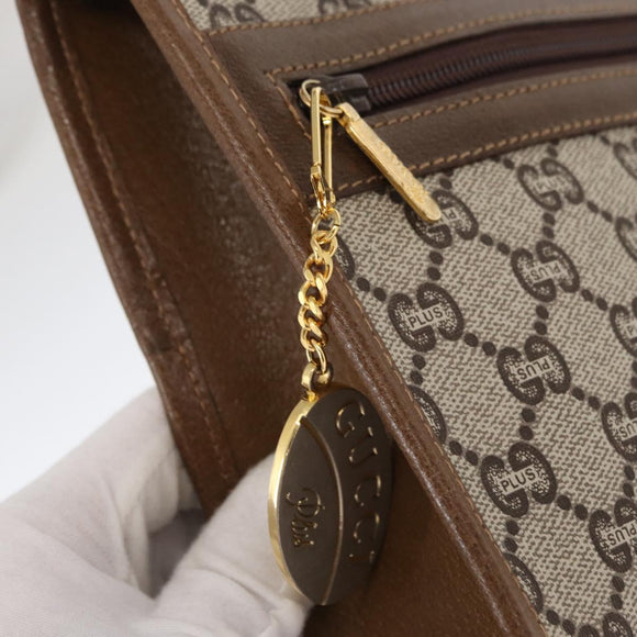 GUCCI GG Plus Supreme Clutch Bag PVC Beige Gold Auth ka1098