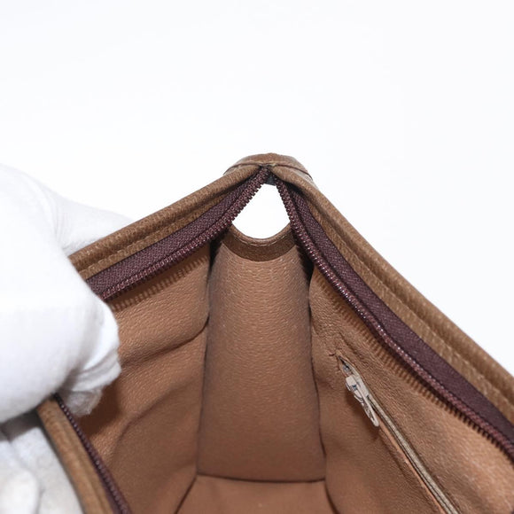 GUCCI GG Plus Supreme Clutch Bag PVC Beige Gold Auth ka1098