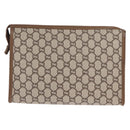 GUCCI GG Plus Supreme Clutch Bag PVC Beige Gold Auth ka1098-3