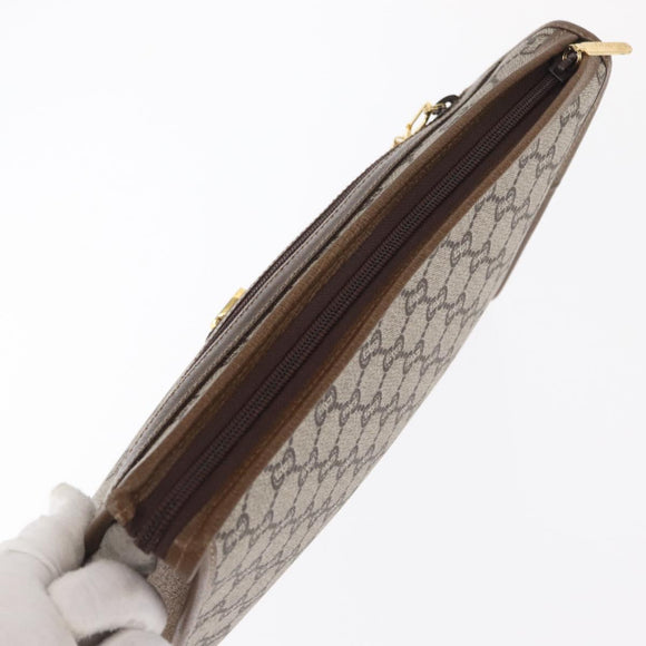 GUCCI GG Plus Supreme Clutch Bag PVC Beige Gold Auth ka1098