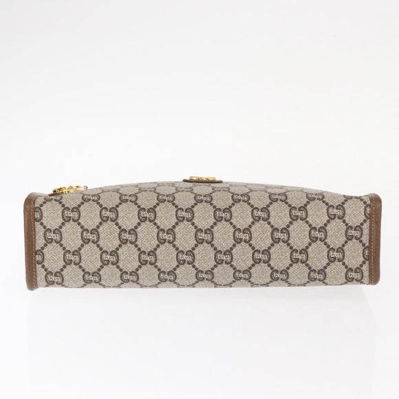 GUCCI GG Plus Supreme Clutch Bag PVC Beige Gold Auth ka1098