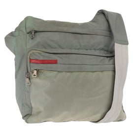 PRADA Sports Shoulder Bag Nylon Green Silver Auth ka1103