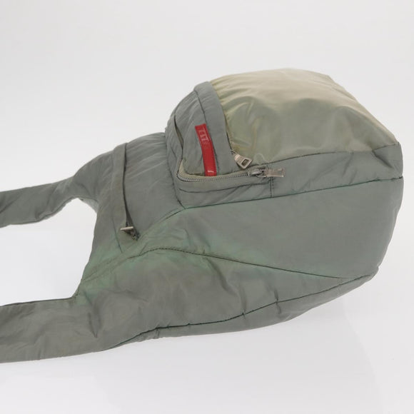 PRADA Sports Shoulder Bag Nylon Green Silver Auth ka1103