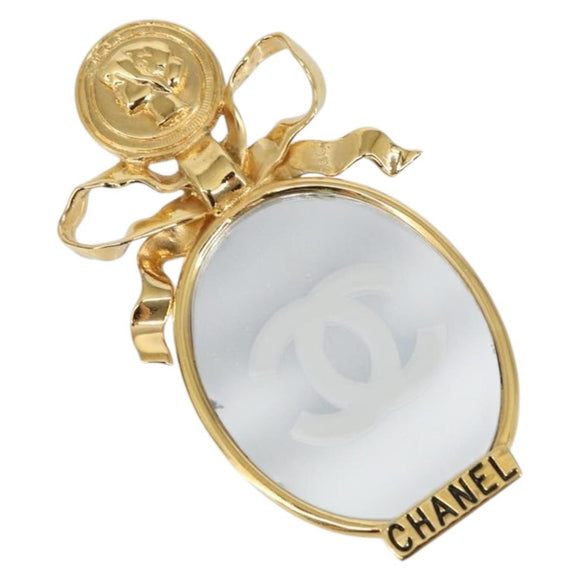 CHANEL Brooch metal Gold Tone CC Auth ka1106V