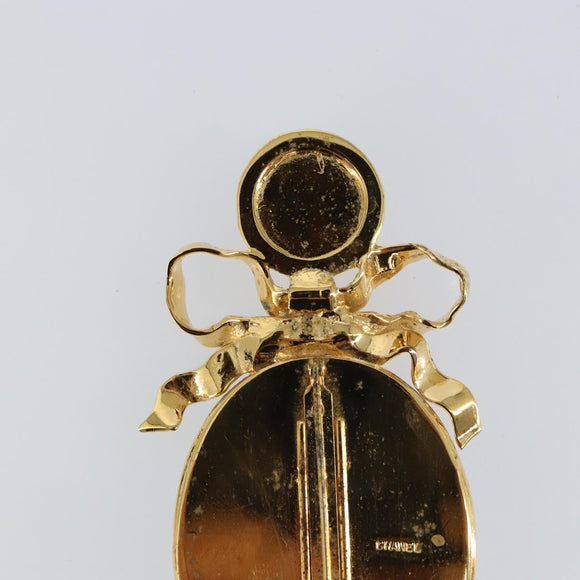 CHANEL Brooch metal Gold Tone CC Auth ka1106V