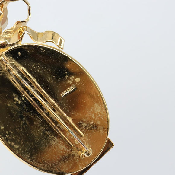 CHANEL Brooch metal Gold Tone CC Auth ka1106V