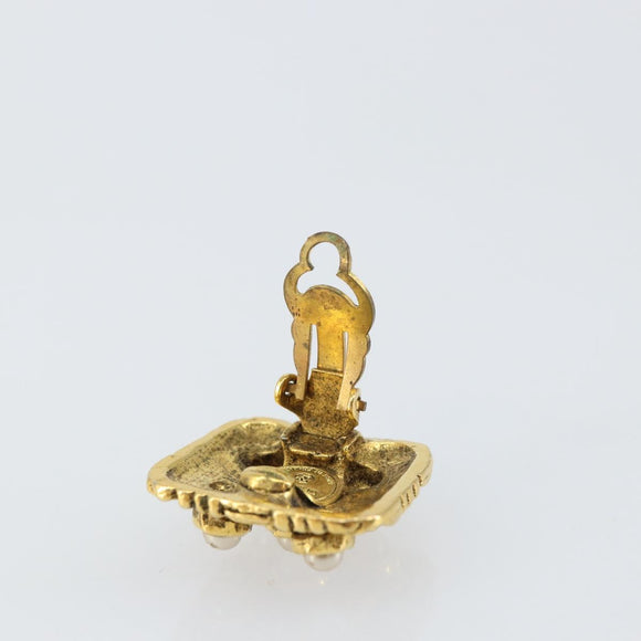 CHANEL Earring metal Gold CC Auth ka1109