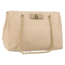 Salvatore Ferragamo Shoulder Bag Leather Gold Beige Auth ka111-1