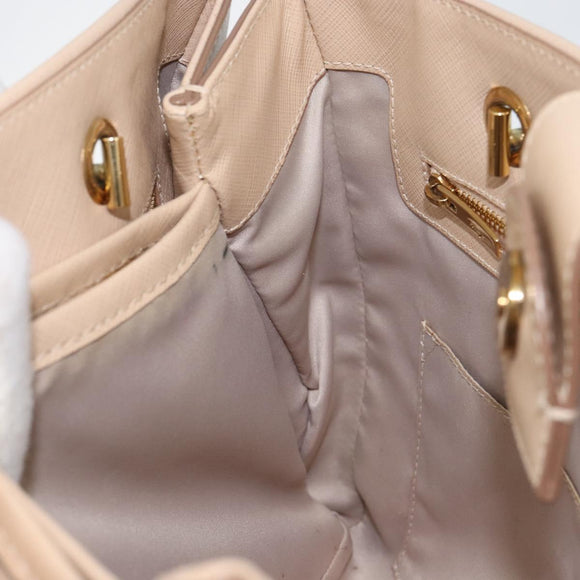 Salvatore Ferragamo Shoulder Bag Leather Gold Beige Auth ka111