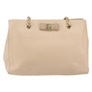 Salvatore Ferragamo Shoulder Bag Leather Gold Beige Auth ka111-13