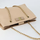 Salvatore Ferragamo Shoulder Bag Leather Gold Beige Auth ka111-6