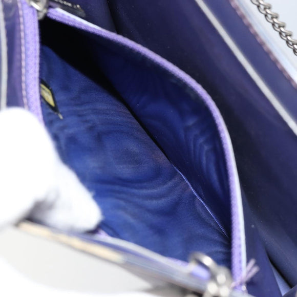CHANEL Hologram Chain Shoulder Bag Vinyl Purple CC Auth ka1124
