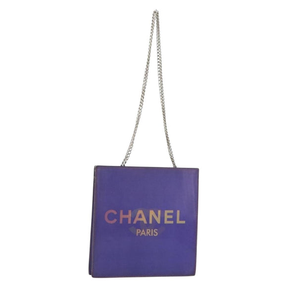 CHANEL Hologram Chain Shoulder Bag Vinyl Purple CC Auth ka1124