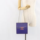 CHANEL Hologram Chain Shoulder Bag Vinyl Purple CC Auth ka1124-20