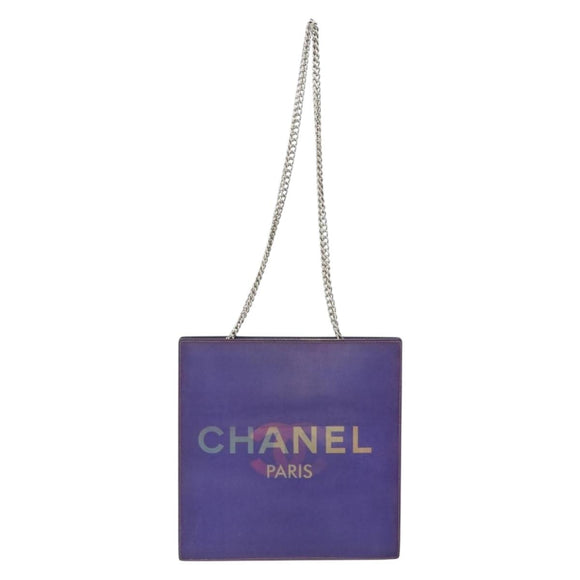 CHANEL Hologram Chain Shoulder Bag Vinyl Purple CC Auth ka1124