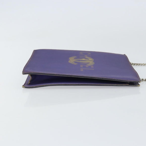 CHANEL Hologram Chain Shoulder Bag Vinyl Purple CC Auth ka1124
