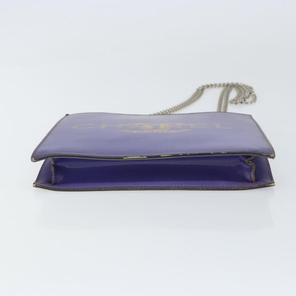 CHANEL Hologram Chain Shoulder Bag Vinyl Purple CC Auth ka1124