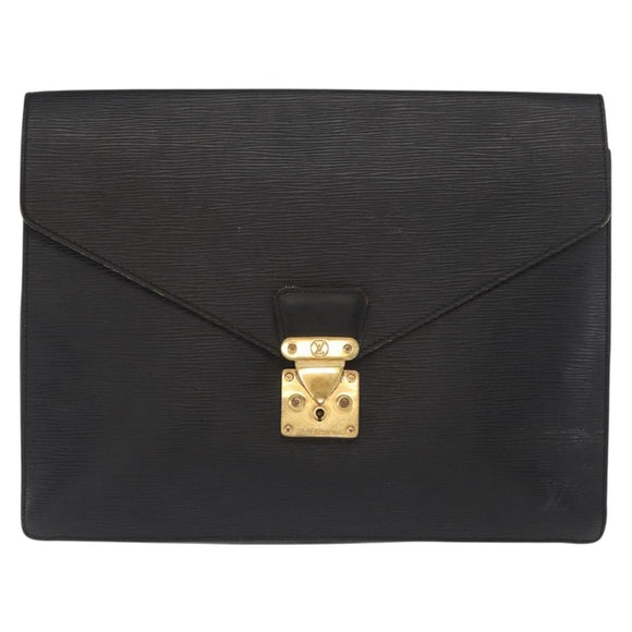 LOUIS VUITTON Epi Porte Documents Senateur Briefcase Black M54452 LV Auth ka1125