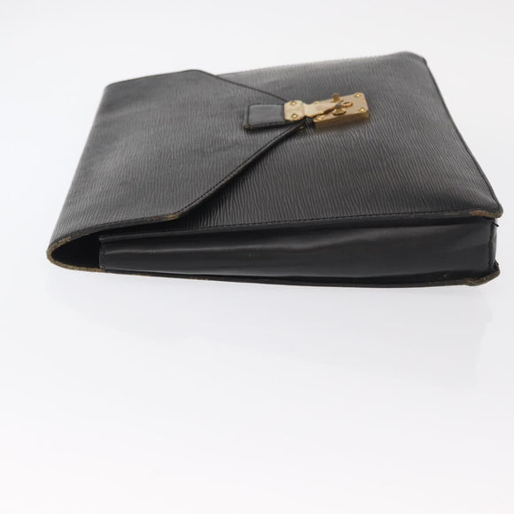 LOUIS VUITTON Epi Porte Documents Senateur Briefcase Black M54452 LV Auth ka1125
