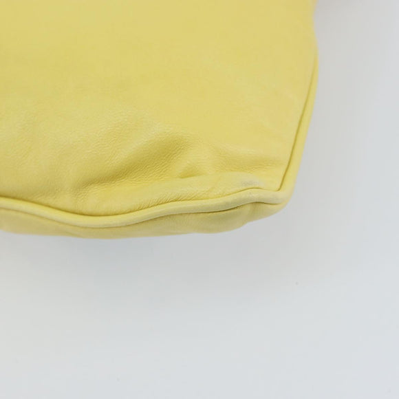 PRADA Clutch Bag Leather Yellow Gold Auth ka1127