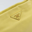 PRADA Clutch Bag Leather Yellow Gold Auth ka1127-12