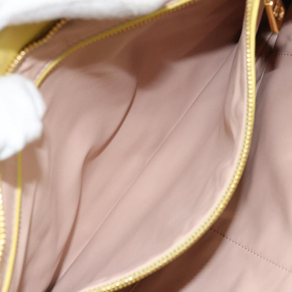 PRADA Clutch Bag Leather Yellow Gold Auth ka1127