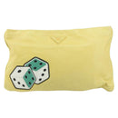 PRADA Clutch Bag Leather Yellow Gold Auth ka1127-2