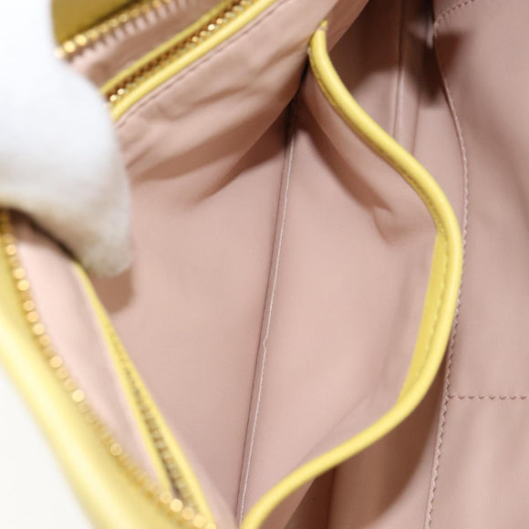 PRADA Clutch Bag Leather Yellow Gold Auth ka1127