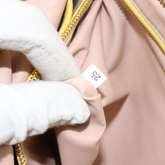 PRADA Clutch Bag Leather Yellow Gold Auth ka1127