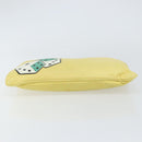 PRADA Clutch Bag Leather Yellow Gold Auth ka1127A-6