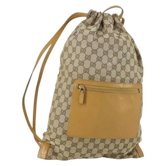 GUCCI GG Canvas Backpack Beige Silver Auth ka1128