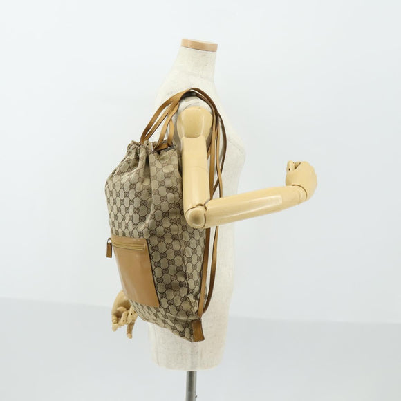 GUCCI GG Canvas Backpack Beige Silver Auth ka1128