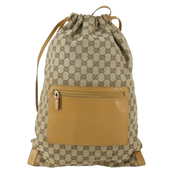GUCCI GG Canvas Backpack Beige Silver Auth ka1128