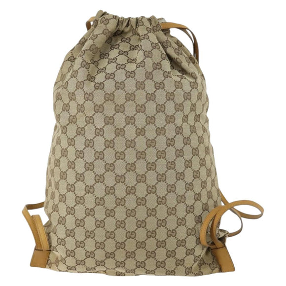 GUCCI GG Canvas Backpack Beige Silver Auth ka1128