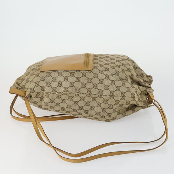 GUCCI GG Canvas Backpack Beige Silver Auth ka1128