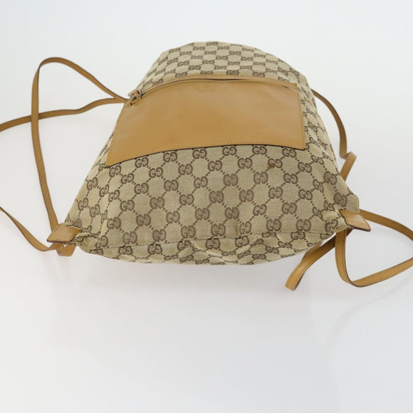 GUCCI GG Canvas Backpack Beige Silver Auth ka1128