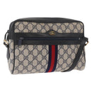 GUCCI GG Supreme Sherry Line Shoulder Bag PVC Navy Gold 010 378 Auth ka1129-1